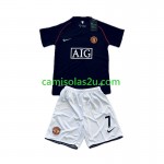 Camisolas de futebol Manchester United Cristiano Ronaldo 7 Retro Criança Equipamento Alternativa 2007-2008 Manga Curta